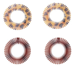 Sowaka 4 Pcs Circular Stretch Comb Plastic Black Brown Circle Spring Headband Flexible Hair Wrap Holder Hair Comb for Women Girls Outgoing Sports Hair Accessories (Round - Multi Color)