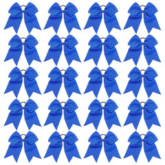 20 PCS 8 Inch Cheer Hair Bows Large Cheerleading Big Hair Bows with Ponytail Holder Hand-made Grosgrain Ribbon Hair Accessories for Teen Girls (White)