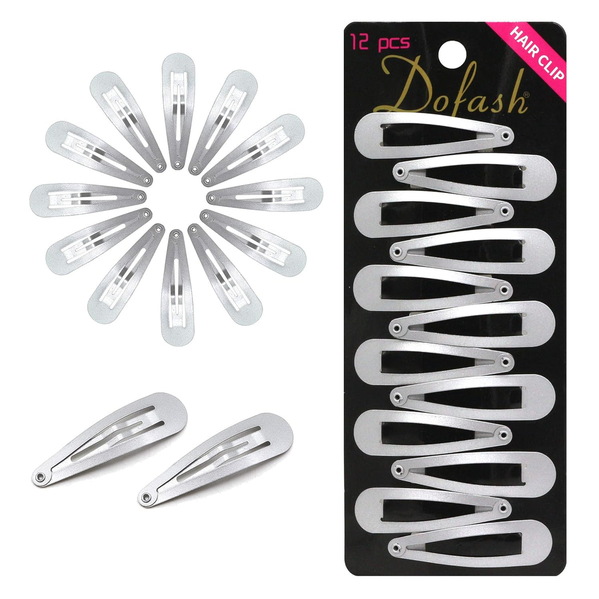 Dofash 5CM /2IN Sliver Snap hair Clips Metal Hair Grips Accessories 12PCS (Silver Grey)