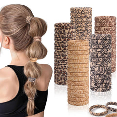 100PCS Black Hair Ties for Women, No Crease No Damage, Seamless Cotton Bands for Thick Thin Hair, Soft Ponytail Holders, Accessories for Girls