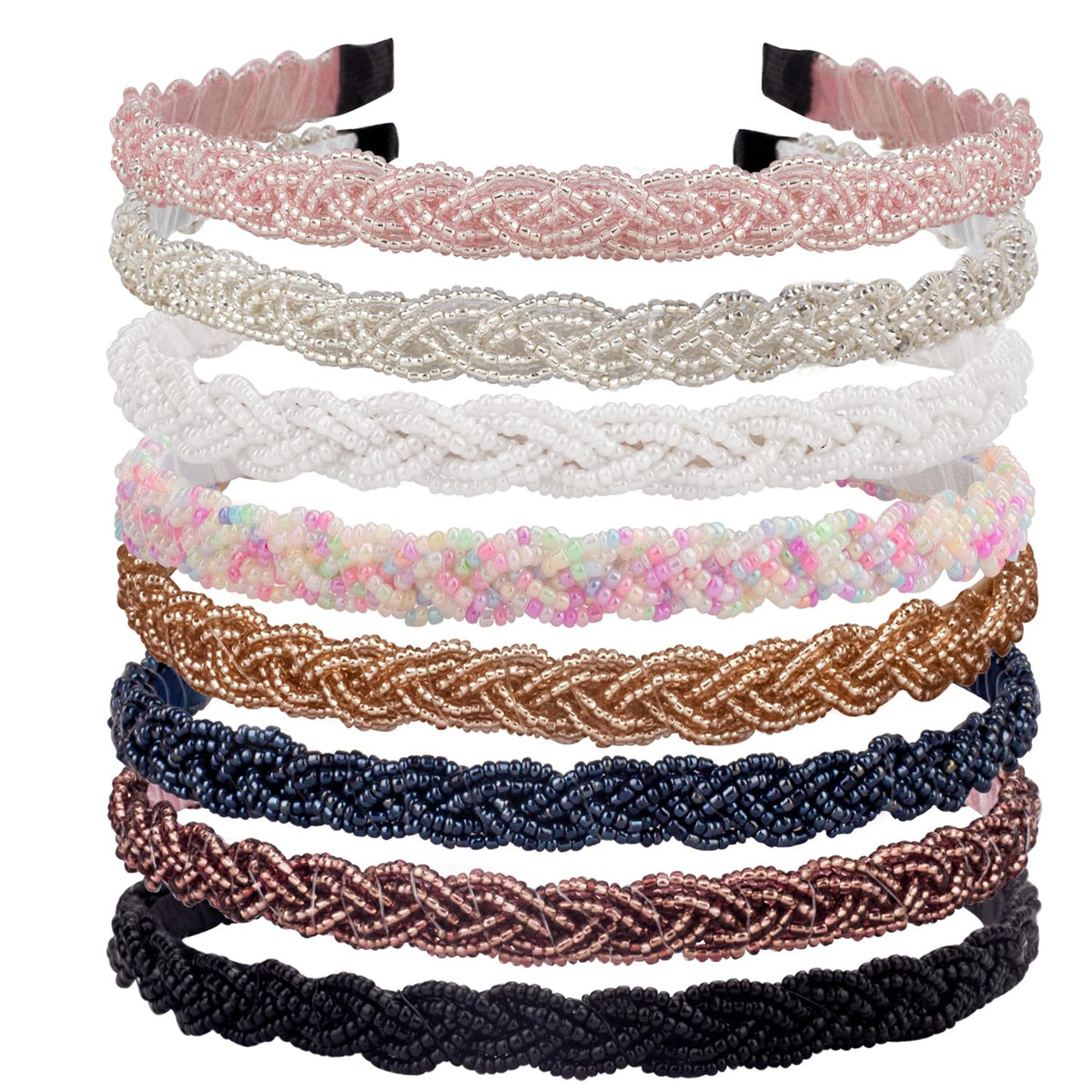 LYroo Pearl Headbands Beaded Headband Metal Head Bands No Slip Hair Accessories for Women Girls,10 Pack