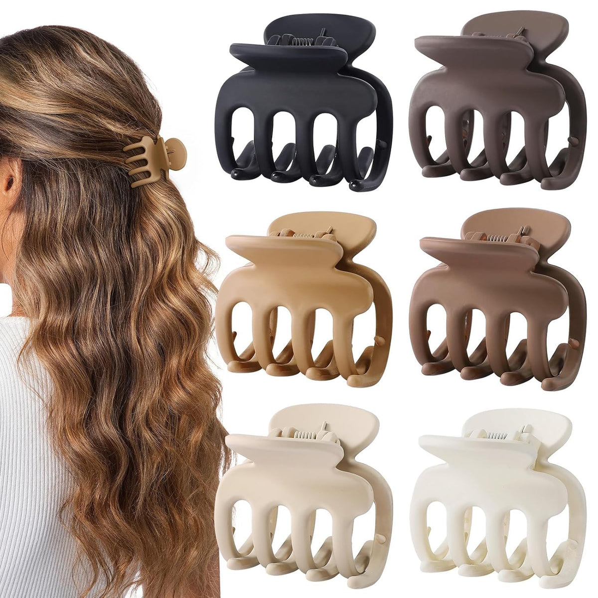 6 Pcs Hair Clips Small Claw Clips for Thin Hair Medium Matte Non-slip Hair Accessories for Women and Girls (Brown)