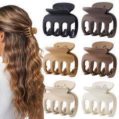 6 Pcs Hair Clips Small Claw Clips for Thin Hair Medium Matte Non-slip Hair Accessories for Women and Girls (Brown)