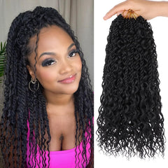 9 Packs 24 Inch Senegalese Twist Crochet Hair with Curls Pre-Looped Boho Island Twist Crochet Braids with Curly Ends Pre-Twisted Goddess Senegalese Twist for Women Braiding Hair Extensions 1B#