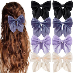 8 Pcs Hair Bows for Women Short Tail Bow Hair Clips Small Alligator Barrettes Cute Accessories for Girls(Khaki/Orange/Pink)