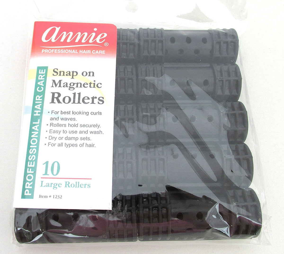 Annie Snap on Magnetic Rollers 6 pack X-Jumbo #1219, Hair curls, holds hair secure, easy to use, for all hair types