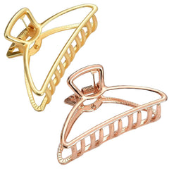 HH&LL Hair Clips, Metal Hair Claw Barrette Clamp Jaw for Women (2, Black+ Silver)