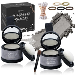 2 Pack Hairline Powder for Women and Men, Used to Root Touch Up Hair Color, Thinning and Gray Hair Coverage and Bald Spots Coverage, Black