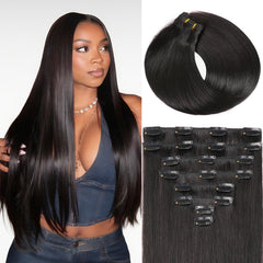 Dark Brown Clip in Hair Extensions Real Human Hair Invisible Seamless Remy Human Hair Clip in Extensions for Women 18 Inch 100g, 8pcs Per Set with Double Weft