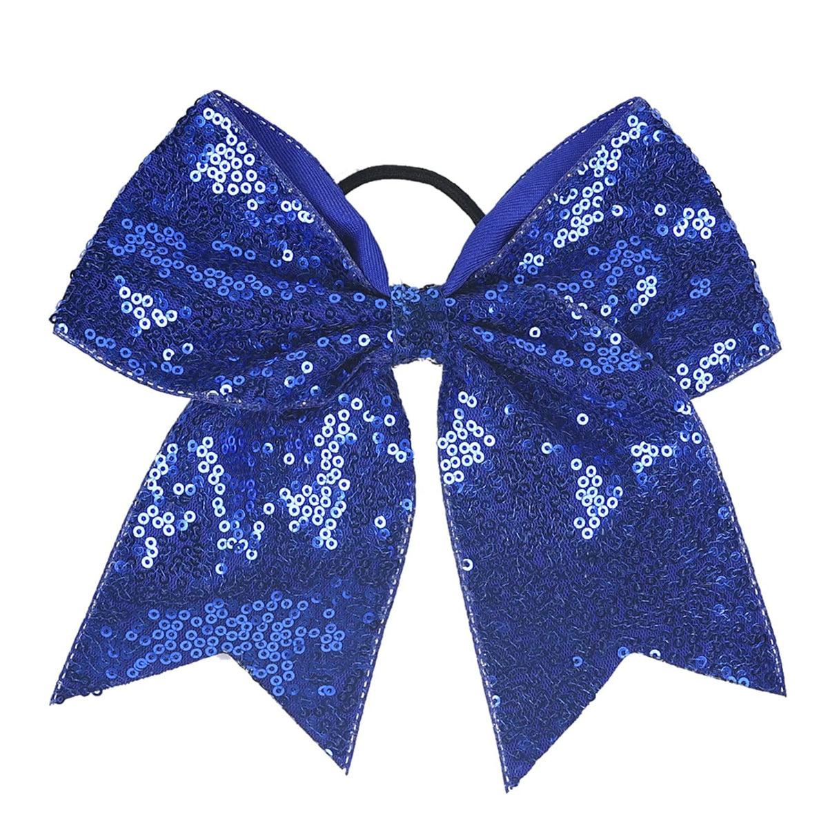 Women Girls Kids Teens Sequins Hair Bows Elastic Hair Tie Ribbon Large Cheer Bow Ponytail Holder Hair Band (Deep Pink)