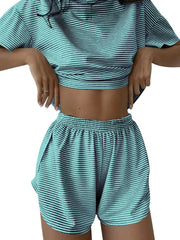 Kistore Summer 2 Piece Pajamas Sets Short Sleeve Sleepwear Pjs Lounge Split Short Sets