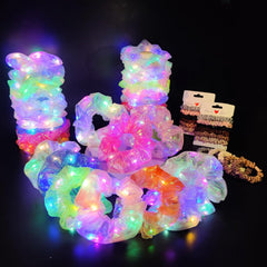 Light Up Scrunchies Party Favor, Gifts for Girls Halloween LED Scrunchy Hair Ties for Women & Girls Hair 80s, Glow in the Dark Party Supplies Festival Rave Accessories for Neon Glow Party