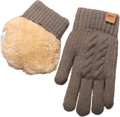 Fleece Lined Fashion Warm Black Cable Knitted Winter Touch Screen Gloves