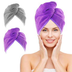 NEXCOVER Hair Towel Microfiber, 2 Pack White 9.8 inch X 25.5 inch Hair Wrap,Ultra Absorbent Hair Turbans,Fast Drying Head Towels for Women Wet Hair,Long,Curly,Thick,Frizzy Hair
