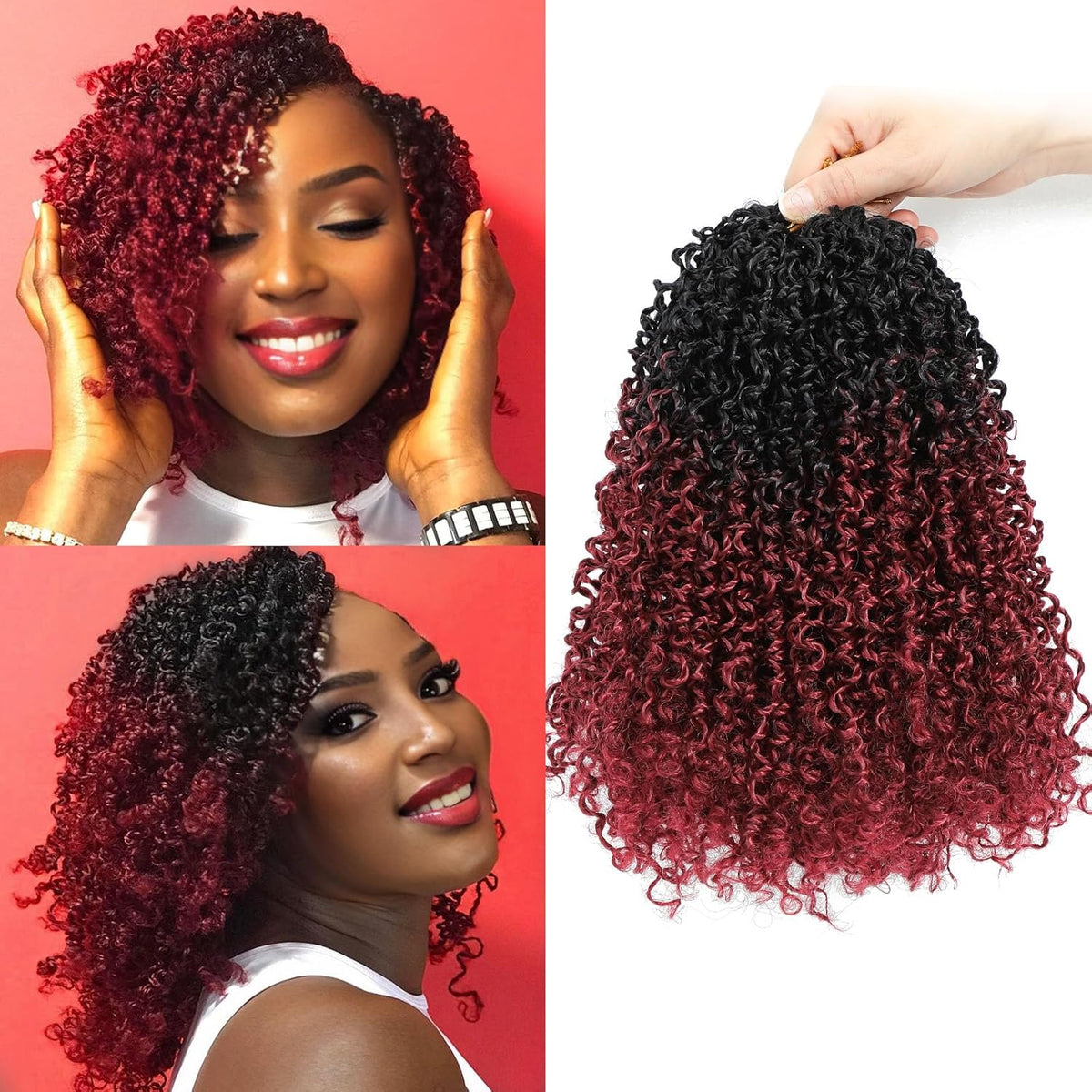 Aksice 8 Inch Yanky Twist Crochet Hair for Black Women 8 Packs Pre-looped Yankee Twist Hair Brown Spring Mini Passion Twist with Curly Ends Synthetic Crochet Braids (8 Inch, OT30#)