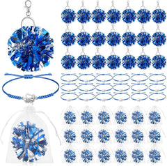 20 Sets Cheerleader Gifts Bulk, Pom Pom Keychain Cheer Bracelet Organza Bag 20 Each for Team Women Accessories