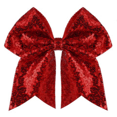 Large Glitter Cheer Bows Clips, Jumbo Big 7 Inch Cheerleading Sequin Hair Bow Hair Accessories for Teens Girls Football Sports Cheerleader Outfit Uniform (Dark Purple)