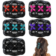 5 Pieces Stretchy Magic Hair Comb Adjustable Elastic Comb Clip for Women Girls No Crease Hair Pins Vintage Bun Maker for Curly Thick Wavy Hair Ponytail