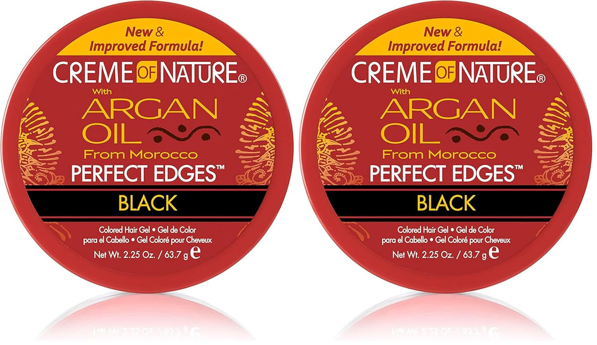 Creme of Nature with Argan Oil From Morocco Perfect Edges Hair Gel, 24 Hour Hold with Moisture and Exotic Shine, Dark Brown, 2.25 Oz (Pack of 1)