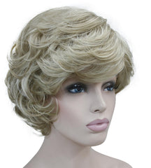 Lydell Women's Short Curly Wavy Wig Synthetic Hair Full Wig 6 inches (L16-613 Blonde with Highlights)