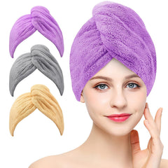 BEoffer 2 Pack Microfiber Hair Towel - 41 x 24 inches Super Soft, Absorbent, Fast Drying Without Frizz Hair Towel Wrap for Women Long, Thick, Curly Hair - Hair Turbans with Elastic Strap