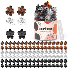 Mini Flower Hair Clips Pack for Women - 100 Creaseless Styling Claw Clips for Bangs and Tiny Hair Styling
