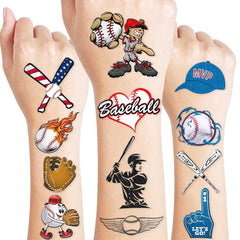 96PCS Baseball Pre-Cut Temporary Tattoos for Kids - Sports Themed Birthday Party Supplies, Fun Stickers for Boys & Girls, Party Favors, School Prizes, Summer Olympic Gifts (Glow in the dart)