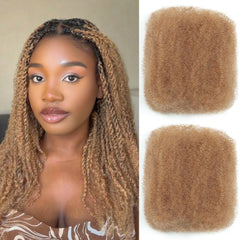 Afro Kinkys Bulk Human Hair 2 Bundles 20 Inch Afro Kinky-Curly Human Hair Bulk for Twist Dreadlock Extensions Locs Repair Soft 4C Curly for Braids Nature Black