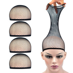 4 Pcs Wig Caps Stretchy Nylon Wig Stocking Caps for Women Men Kids (Black)