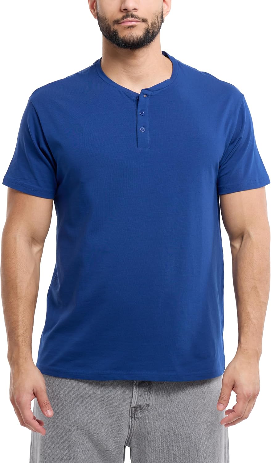X RAY Men's Henley Lightweight Shirts, Soft Cotton Short Sleeve Stretchy Slim Fit T Shirts for Men (Big & Tall)