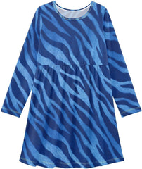 Girls Dress Little Kids Long Sleeve Round Neck Cute Playwear for 3-11 Years Girls