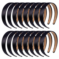 anezus 16 Pcs Satin Headbands Bulk 1 Inch Anti-slip Ribbon Hair Bands Plain Hard Headbands for Women Girls DIY Craft Hair Accessories (Multicolor)