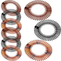Shappy 9 Pieces Full Circular Stretch Comb Flexible Plastic Circle Comb Stretch Hair Headband Hairband Holder for Women Girls, 3 Colors(Black, Coffee, Tortoise Shell)