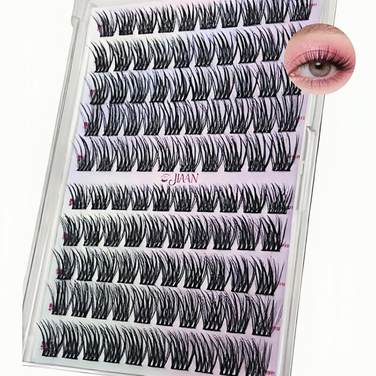 JIAAN Self Adhesive lash Clusters, 100 Pcs Black Band Lash Clusters Kit, No Glue Needed, Pre Glued Eyelashes with Invisible Tape - Long Lasting, Natural Look, Wispy & Fluffy Lashes for Daily & Party