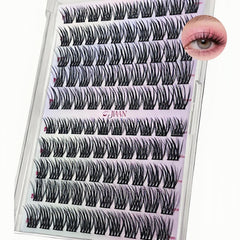JIAAN Self Adhesive lash Clusters, 100 Pcs Black Band Lash Clusters Kit, No Glue Needed, Pre Glued Eyelashes with Invisible Tape - Long Lasting, Natural Look, Wispy & Fluffy Lashes for Daily & Party