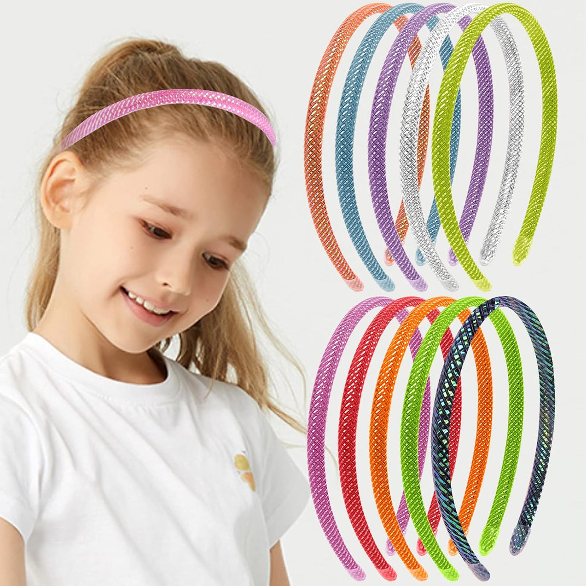 Candygirl HeadBands for Girls,DIY Satin Covered Girls Headbands,1cm Width Craft Headbands for Daily and Party(26pcs Per Pack Each Color 1pcs)