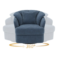 Upholstered Swivel Accent Chair Barrel Armchair Metal Frame with Pillows Living Room Chair