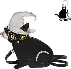 Halloween Purses for Women Novelty Halloween Black Cat Purse Animal Shaped Bags Strap Crossbody Shoulder Bag