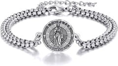YFN Patron Saint Bracelet Sterling Silver Religious Protector Bracelet Jewelry Gift for Women Men