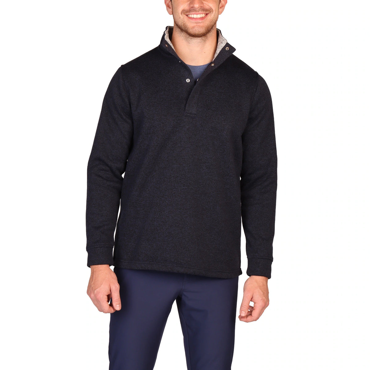 TailorByrd Men's Sweater Knit Snap Placket Pullover