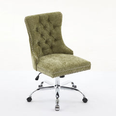 GDFStudio - Modern Chenille Tufted Upholstered Office Chair with Chrome Metal Base with Nailhead Trim and High-Rebound Cushion