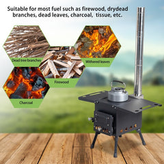 Wood Burning Stove With Chimney For Camping Hiking Picnic For Roasted Sweet Potato