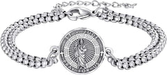 YFN Patron Saint Bracelet Sterling Silver Religious Protector Bracelet Jewelry Gift for Women Men