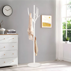 Tree-branch Rubberwood Freestanding Coat Rack with Hooks