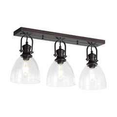 Industrial 3-Light Versatile Glass Island Semi Flush Mount Wall Light