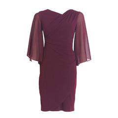 Connected Apparel Cowlneck Cape-Sleeve Sheath Dress