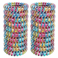 JessLab Spiral Hair Ties, 20 Pcs Traceless Phone Cord Hair Ties No Crease Spiral Bracelet Plastic Coil Ponytail Holders No-Damage Headband Hair Accessory for Girls Women Ladies Gift (Fabric Covered)