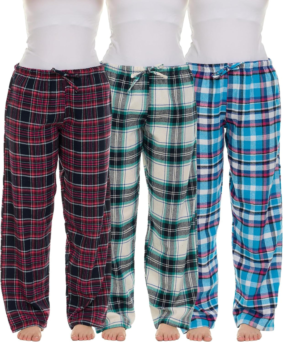 Andrew Scott Women's Flannel Sleep Pants| Lounging PJ Drawstring Pants | Multi Packs & Colors