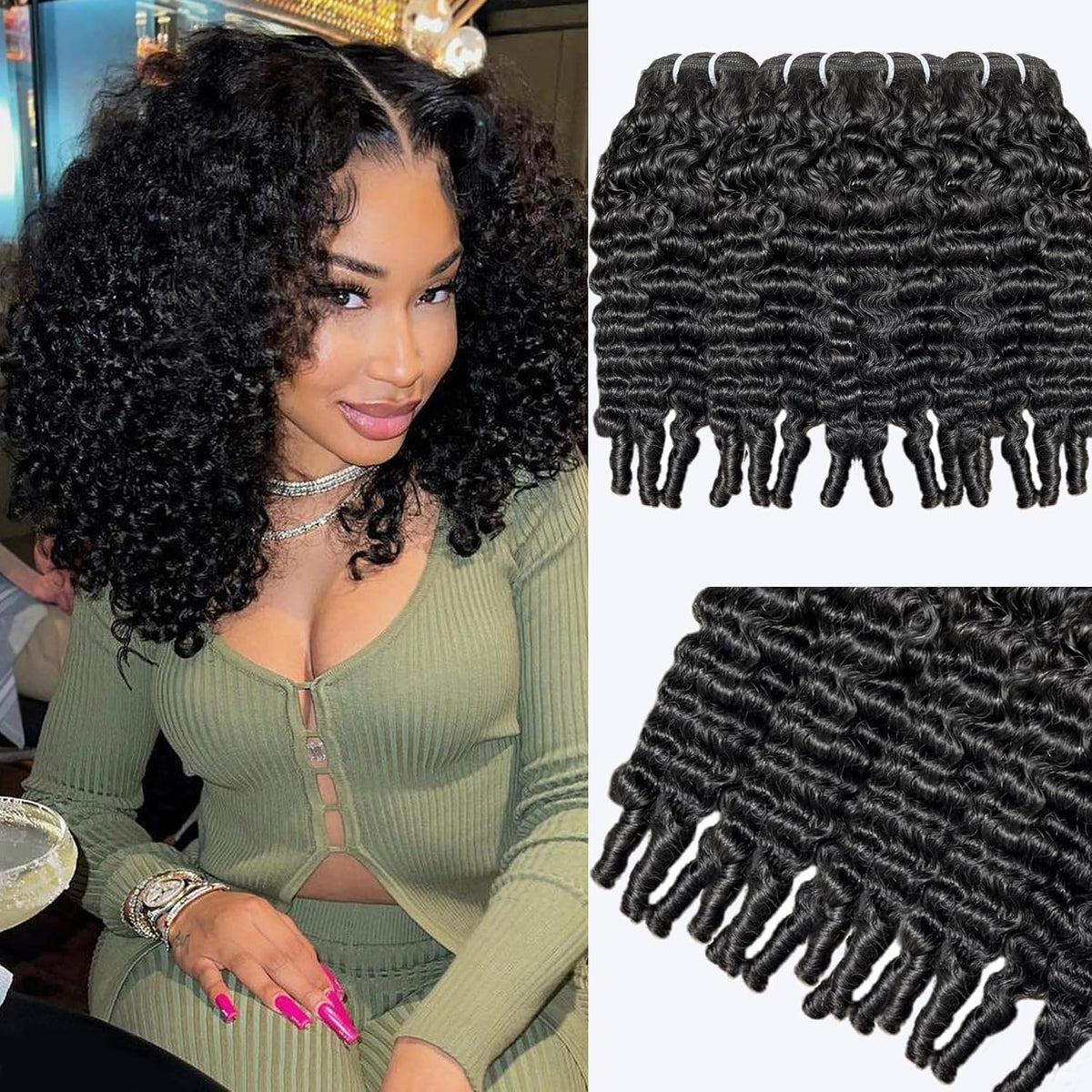 Burmese Curly Bundles Human Hair 12 Inch Human Hair 4 Bundles 100% Unprocessed Quick Weave 3c4a Real Human Hair Extensions Natural Black