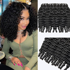 Burmese Curly Bundles Human Hair 12 Inch Human Hair 4 Bundles 100% Unprocessed Quick Weave 3c4a Real Human Hair Extensions Natural Black